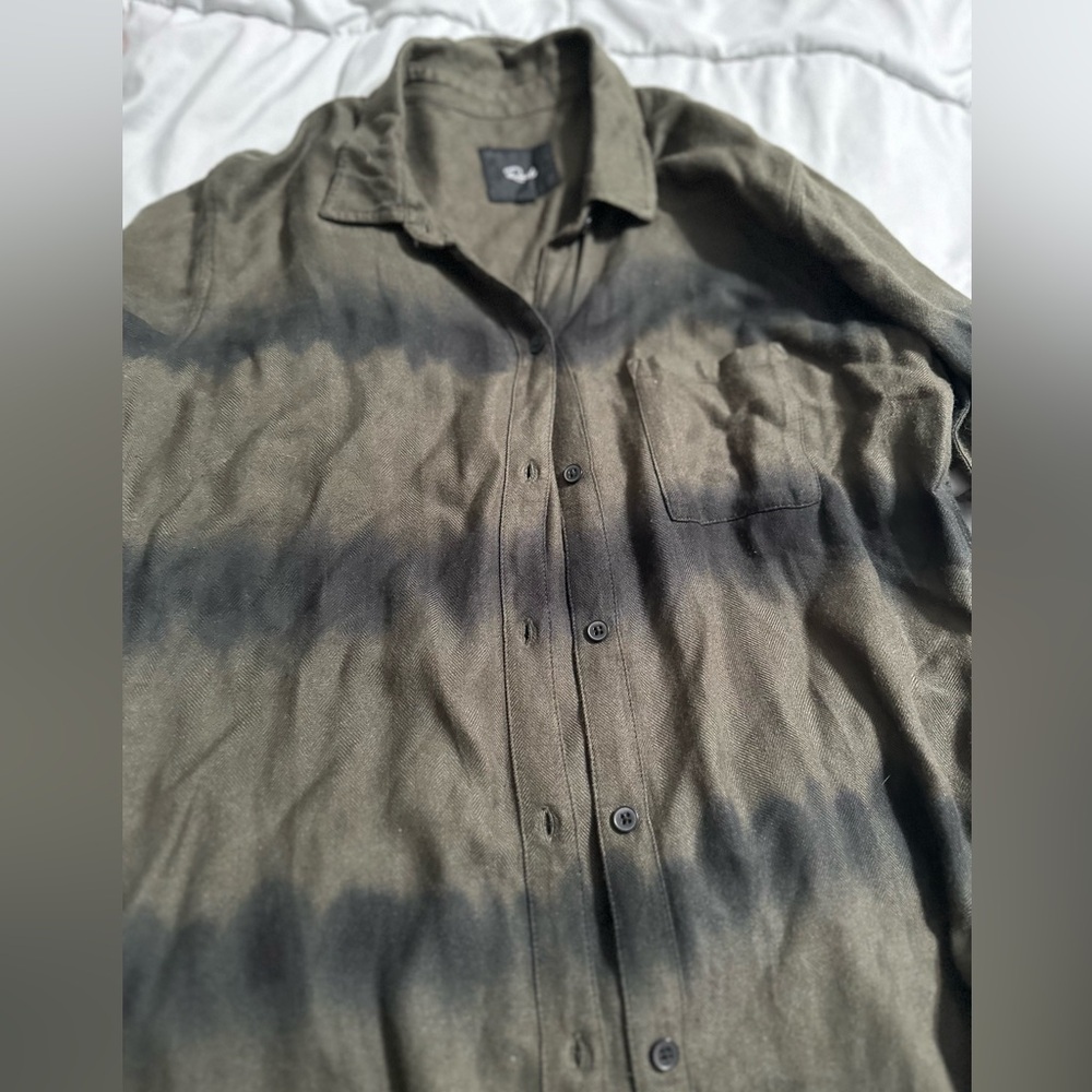 Rails Hunter shirt Olive Black Tie Dye Top long sleeves Rayon Size Medium